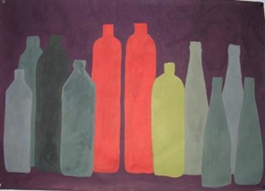 Painting titled "bottle painting 7" by Paul Stapleton, Original Artwork, Oil