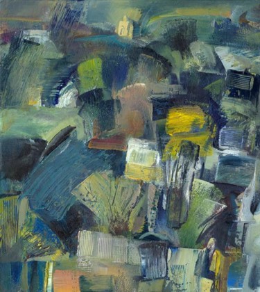 Painting titled "август.пейзаж с чёр…" by Tensil, Original Artwork, Oil