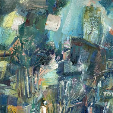 Картина под названием "сентябрь. дожди ухо…" - Tensil, Подлинное произведение искусства, Масло
