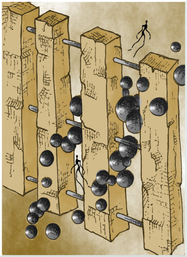 Dessin intitulée "Piliers" par Ronan Le Gloanec, Œuvre d'art originale