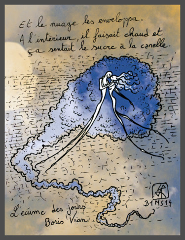 Drawing titled "Et le nuage les env…" by Ronan Le Gloanec, Original Artwork