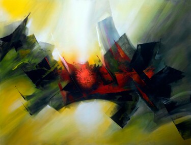 Painting titled ""COMPOSITION 491"…" by Tenurb-Geneau, Original Artwork, Acrylic Mounted on Wood Stretcher frame