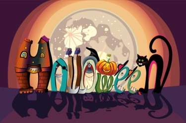 Arte digitale intitolato "Halloween spellboun…" da Loreta Teodorova, Opera d'arte originale, Lavoro digitale 2D
