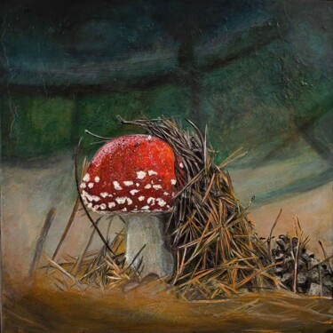 Painting titled "Малыш мухомор" by Teonanakatl, Original Artwork, Acrylic