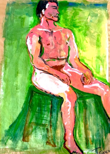 Pittura intitolato "NudeMale  #ArtistSu…" da Téoua, Opera d'arte originale, Acrilico