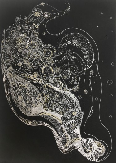 Dessin intitulée "Sirena" par Maria Teplukhina, Œuvre d'art originale, Encre