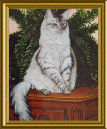 Peinture intitulée "Chat roi" par Térégia, Œuvre d'art originale