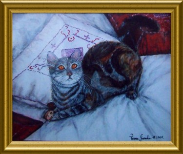 Peinture intitulée "Le chat d'OLGA" par Térégia, Œuvre d'art originale