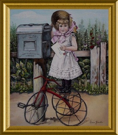 Peinture intitulée "Petite fille à la l…" par Térégia, Œuvre d'art originale
