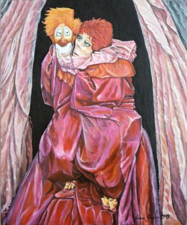 Painting titled "Clown de rue à PARIS" by Térégia, Original Artwork