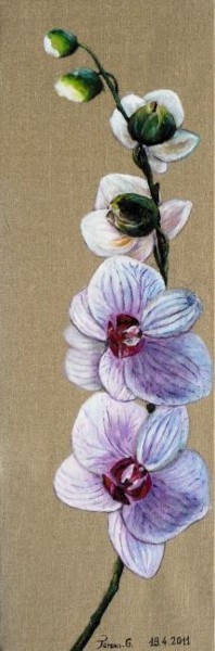 Peinture intitulée "Orchidée blanc" par Térégia, Œuvre d'art originale