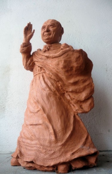 Sculpture intitulée "Jean Paul II" par Térégia, Œuvre d'art originale