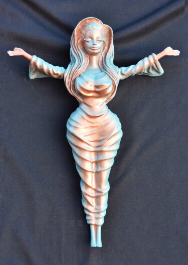 Sculpture titled "Patina Shesus" by Teresa Castaneda, Original Artwork, Plaster