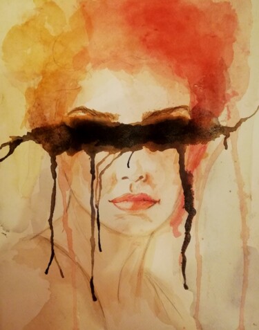 Pittura intitolato "oltre gli occhi" da Teresa Di Marte, Opera d'arte originale, Acquarello
