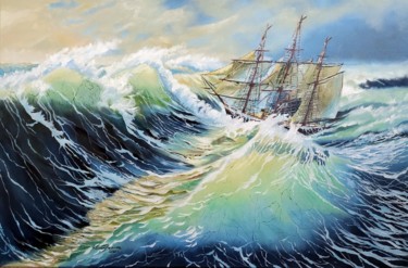 Schilderij getiteld ""Na morzu"" door Teresa Kopańska, Origineel Kunstwerk, Olie
