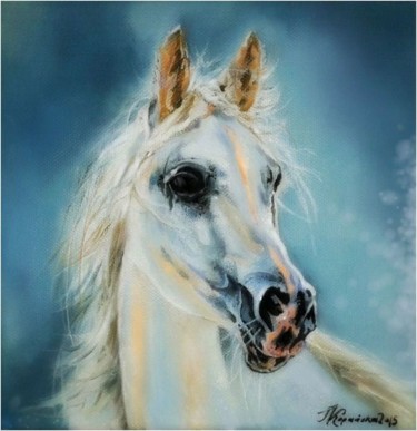 Malarstwo zatytułowany „Portret konia -  "B…” autorstwa Teresa Kopańska, Oryginalna praca, Olej