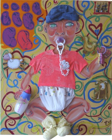 Pintura intitulada "Bébé" por Iupilupi, Obras de arte originais