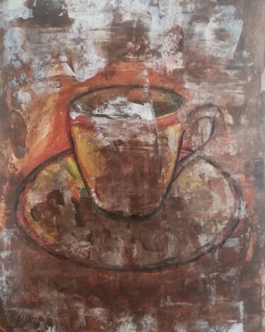 Painting titled "Cup of coffee" by Teresa Lopes, Original Artwork, Acrylic