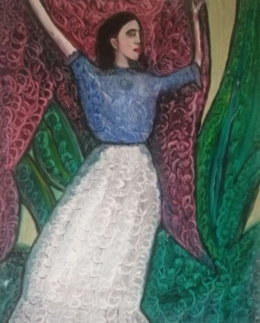 Malerei mit dem Titel "Like an angel" von Teresa Lopes, Original-Kunstwerk, Öl
