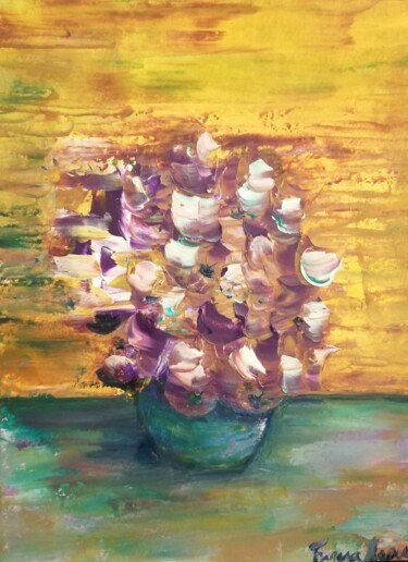 Pintura intitulada "Violets" por Teresa Lopes, Obras de arte originais, Óleo