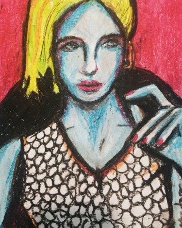Schilderij getiteld "Stylish girl" door Teresa Lopes, Origineel Kunstwerk, Pastel