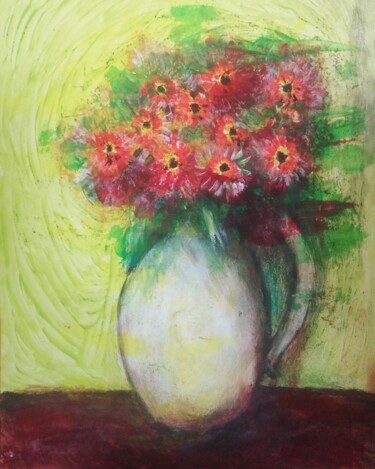 Peinture intitulée "Gerbera daisies" par Teresa Lopes, Œuvre d'art originale, Acrylique