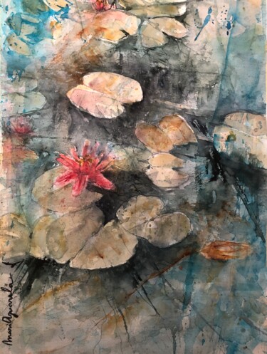 Painting titled "Nenúfares_Abstract" by Teresa Maria Abreu (MariAguarela), Original Artwork, Watercolor