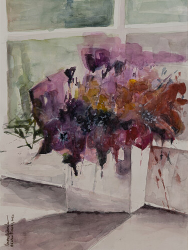 Pittura intitolato "Nature_Flowers_4" da Teresa Maria Abreu (MariAguarela), Opera d'arte originale, Acquarello