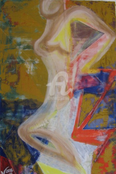Painting titled "Lonely girl" by Teresa Rojão, Original Artwork, Acrylic Mounted on Wood Stretcher frame