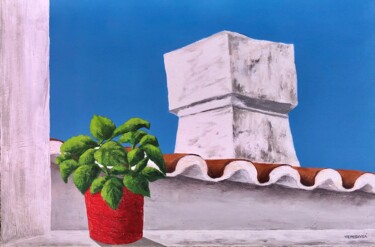 Картина под названием "THE WINDOWSILL" - Teresa Vasconcelos E Sá, Подлинное произведение искусства, Акрил Установлен на Дере…