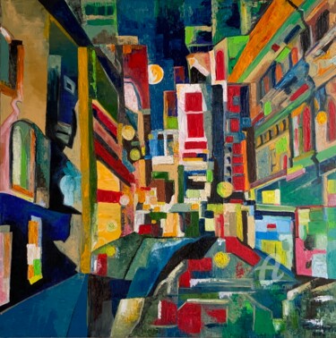 Картина под названием "Astratto urbano" - Teresa Volpe, Подлинное произведение искусства, Масло Установлен на Деревянная рам…