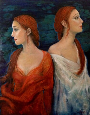 Pittura intitolato "Ninfee" da Teresa Riganello, Opera d'arte originale, Olio