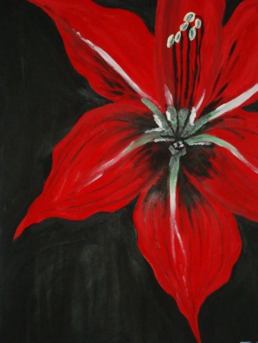 绘画 标题为“red flower ( sold,…” 由Maria Teresa Duarte, 原创艺术品