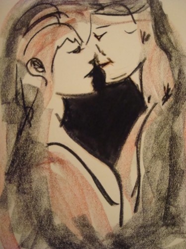 Pintura intitulada ""A paixao num beijo…" por Maria Teresa Duarte, Obras de arte originais