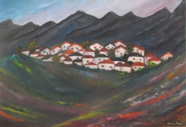 Peinture intitulée "Petit village de mo…" par Teresa M Fraga, Œuvre d'art originale, Huile