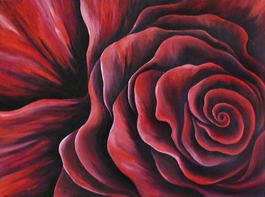 Painting titled "E-Cad Rose!" by Teresa Freedom, Original Artwork, Oil Mounted on Wood Stretcher frame