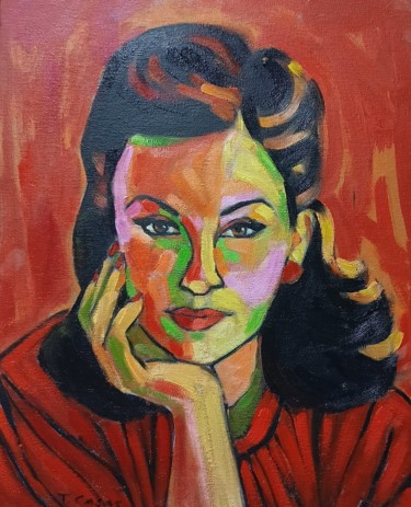Retrato vintage II Pintura titulada "Retrato vintage II" por Teresa Casas, Obra de arte original, Oleo