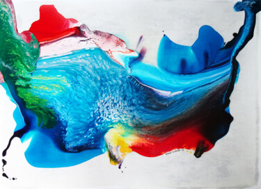 Pittura intitolato "Fishing" da Teresa Martins, Opera d'arte originale, Pittura di vetro colorato Montato su Telaio per bare…