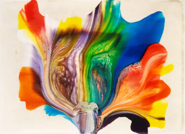 Schilderij getiteld "Flower" door Teresa Martins, Origineel Kunstwerk, Gebrandschilderd glas