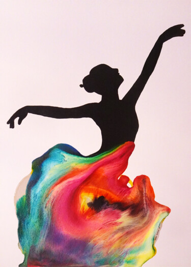 Malerei mit dem Titel "Bailarina 1" von Teresa Martins, Original-Kunstwerk, Glasmalerei
