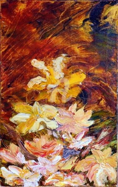 Картина под названием "AUTUMN FLOWERS" - Teresa Wegrzyn, Подлинное произведение искусства, Акрил