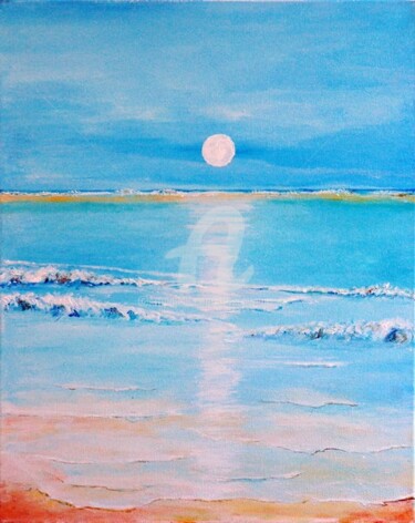 Painting titled "CALM SEA" by Teresa Wegrzyn, Original Artwork