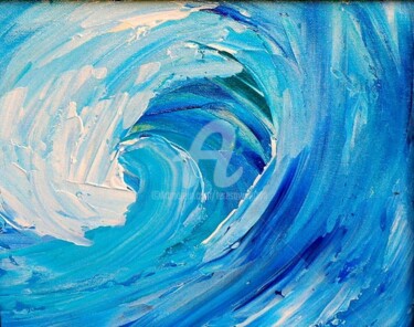 Painting titled "BLUE WAVES" by Teresa Wegrzyn, Original Artwork