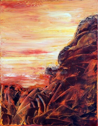 Painting titled "ROCKY LANDSCAPE" by Teresa Wegrzyn, Original Artwork