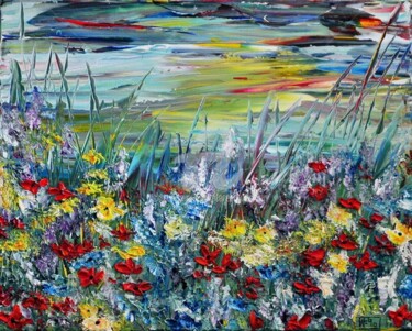 Painting titled "FLOWER FIELD" by Teresa Wegrzyn, Original Artwork