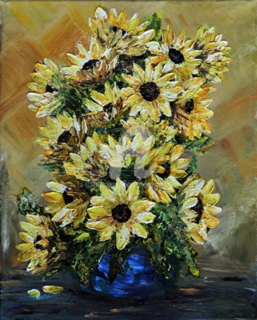 Painting titled "SUNFLOWERS IV" by Teresa Wegrzyn, Original Artwork