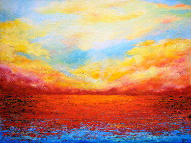 Malerei mit dem Titel "SUNSET FIERY" von Teresa Wegrzyn, Original-Kunstwerk, Acryl