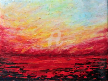 Painting titled "SUNSET FIERY" by Teresa Wegrzyn, Original Artwork, Acrylic