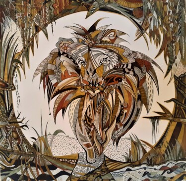 Disegno intitolato "Rebel - lion" da Tereza De Almeida De Giorgi (Kaomento), Opera d'arte originale, Inchiostro