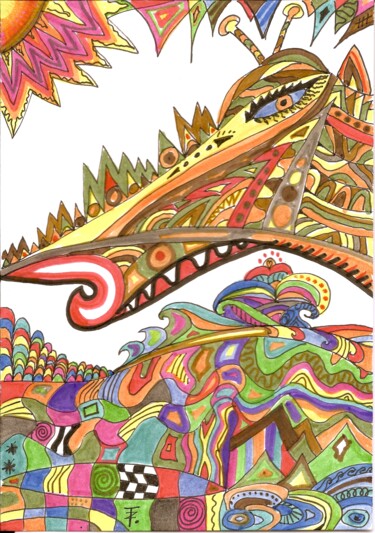 Drawing titled "La giraf-ouaf" by Tereza De Almeida De Giorgi (Kaomento), Original Artwork, Ink